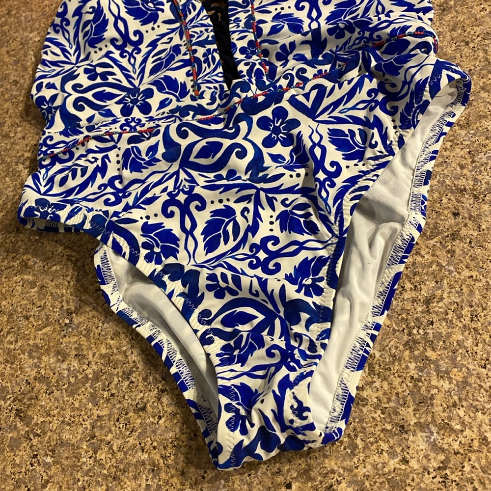 NWT Nanette Lepore Swim One Piece Suit Small Blue White - Picture 5 of 17